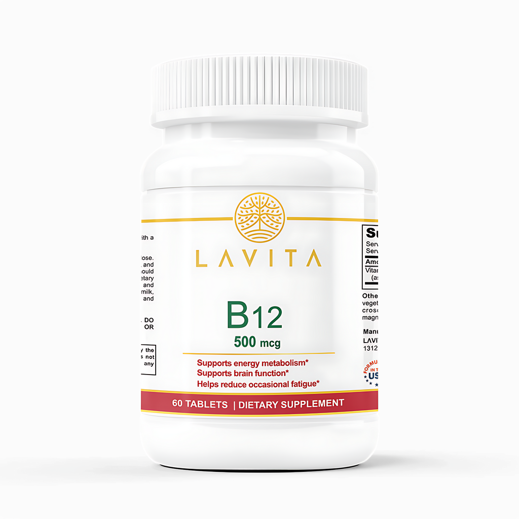 Premium Vitamin B12 500 mcg – Essential Support for Energy & Brain Health
