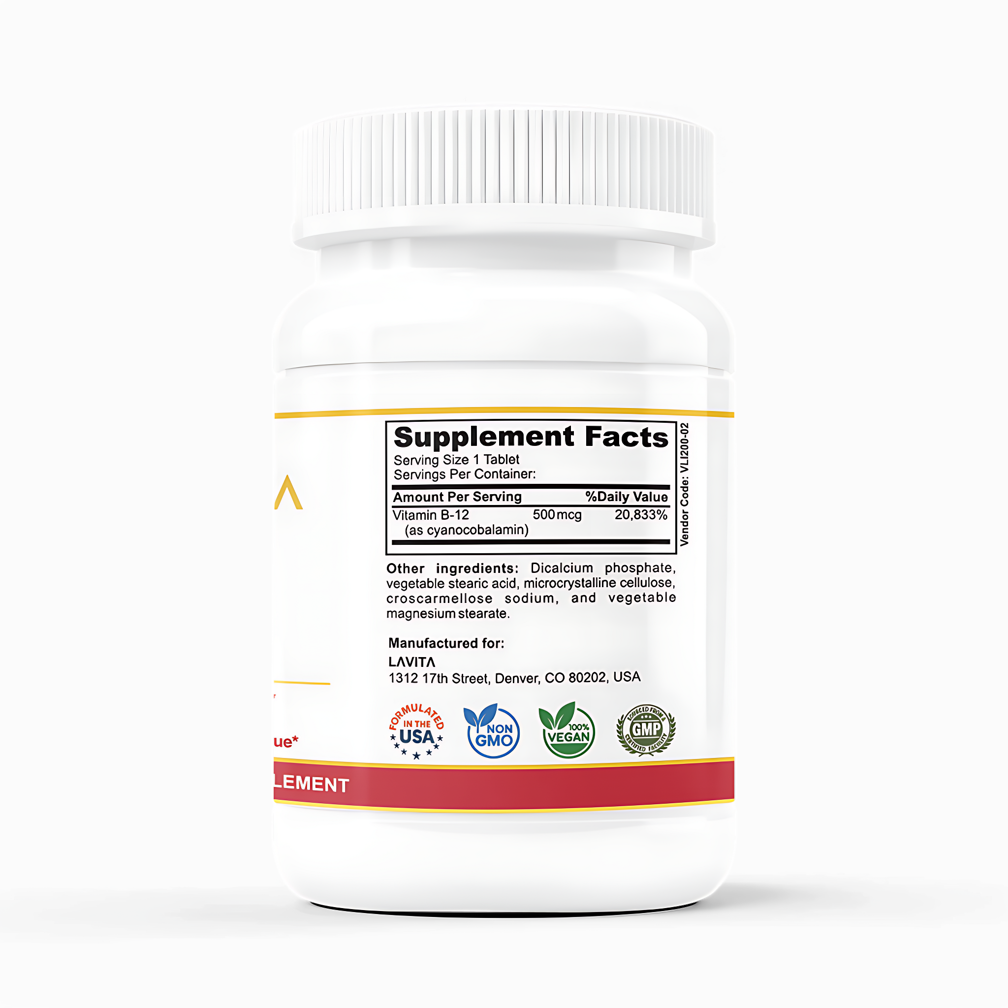 Premium Vitamin B12 500 mcg – Essential Support for Energy & Brain Health